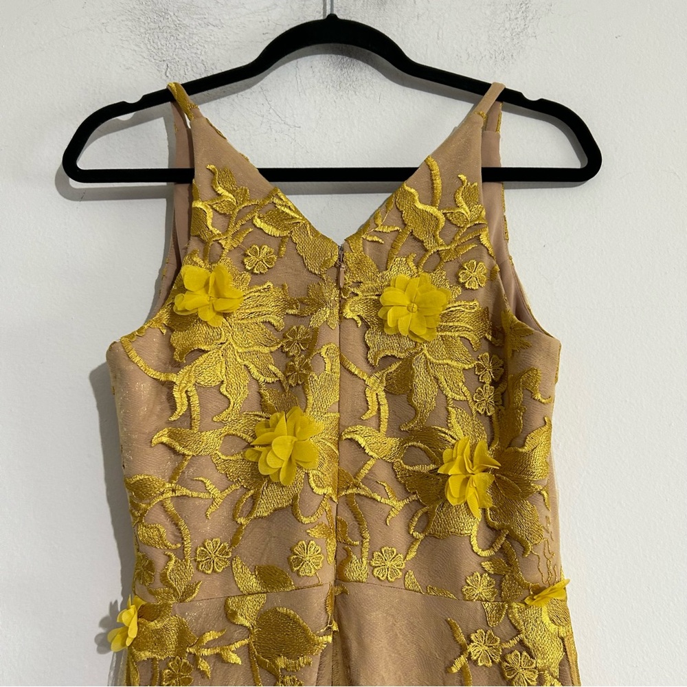 Dress the Population Audrey Fit & Flare Sheer Lace Floral Applique Midi Dress M - Picture 9 of 14